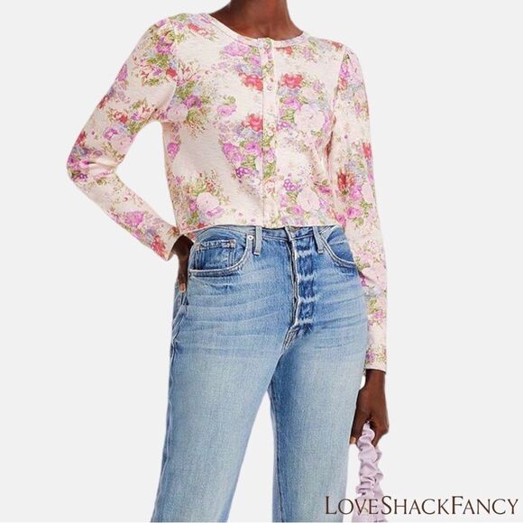 LOVESHACKFANCY **NWT** Jonah Cropped Cardigan in Shimmering Springs - Picture 7 of 14